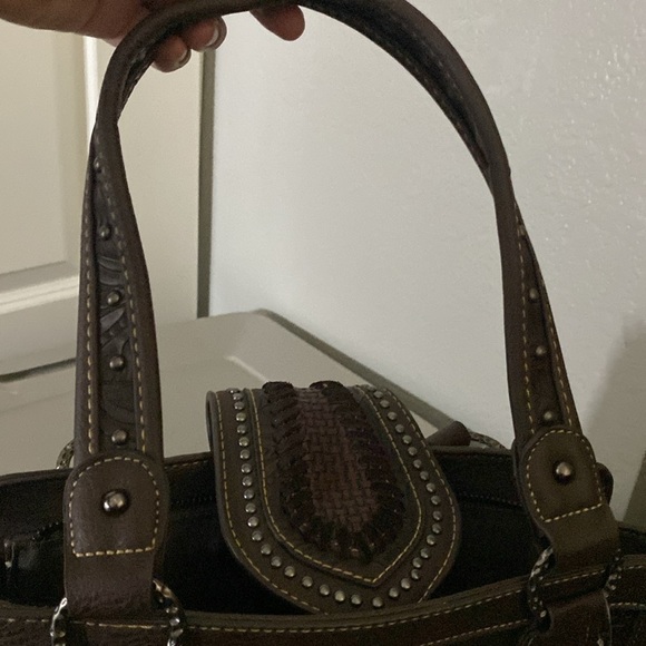 TRINITY RANCH WESTERN BROWN LEATHER PURSE - Picture 12 of 15